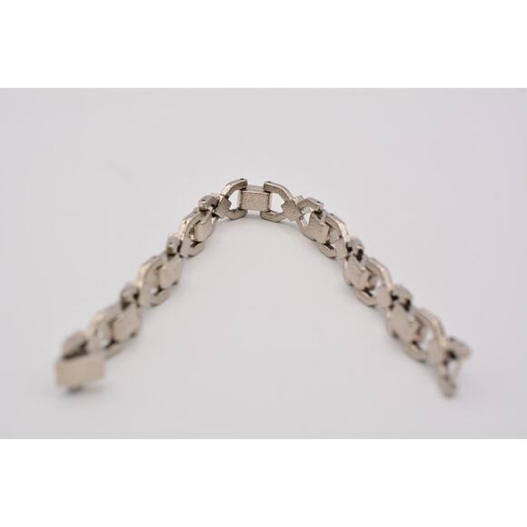 Vintage Chain Bracelet Black Enamel Gunmetal Linked Heavy 1990s Bin5 - Picture 11 of 12